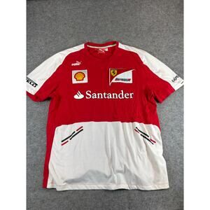 Puma Scuderia Ferrari F1 Racing T Shirt Mens XL Red Colorblock Santander Pirelli